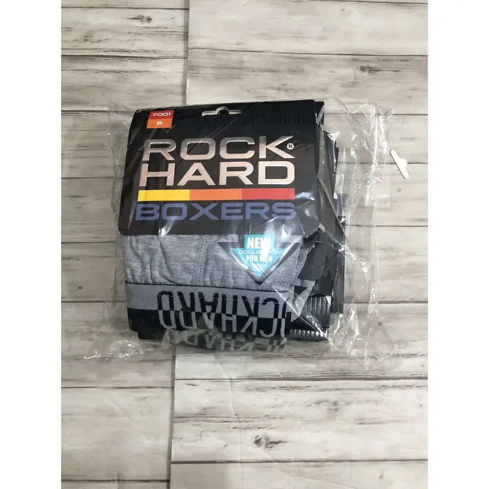 Rock Hard Boxer Trunks Mens Small Gray Briefs Black Cotton 6 Pack A5